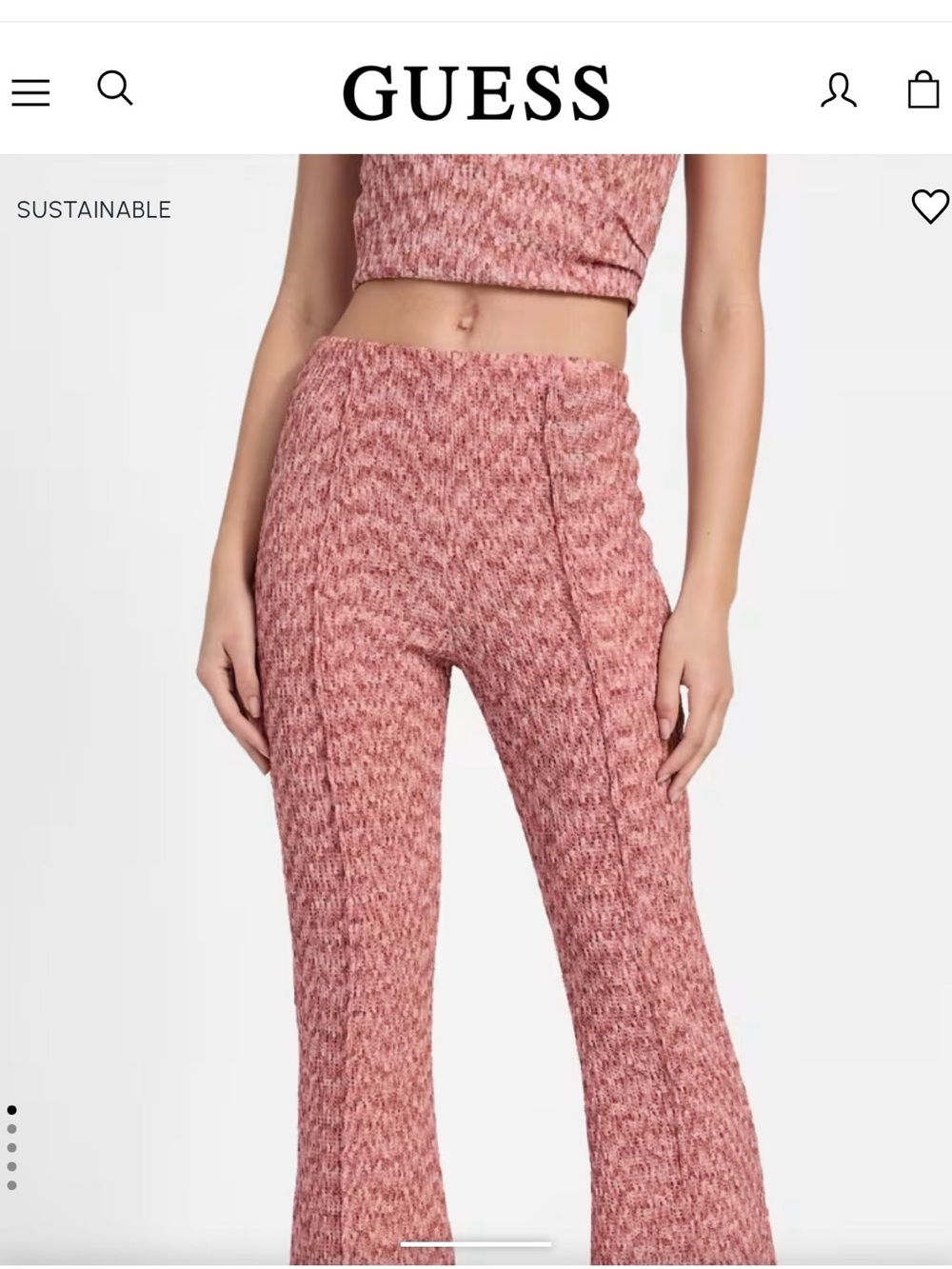 GUESS Naleny Pleated Pants 
Pink Knit Flare Pants
NWT